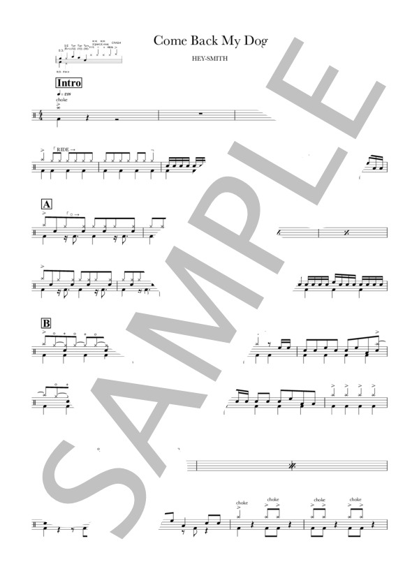 楽譜】Come Back My Dog / HEY-SMITH (ドラム / 中級) - Piascore 楽譜