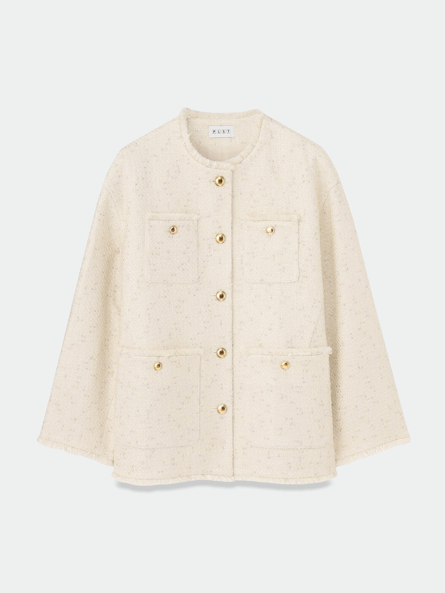 PLST(プラステ)公式 | ツイードノーカラージャケット（ラメ糸入り）
