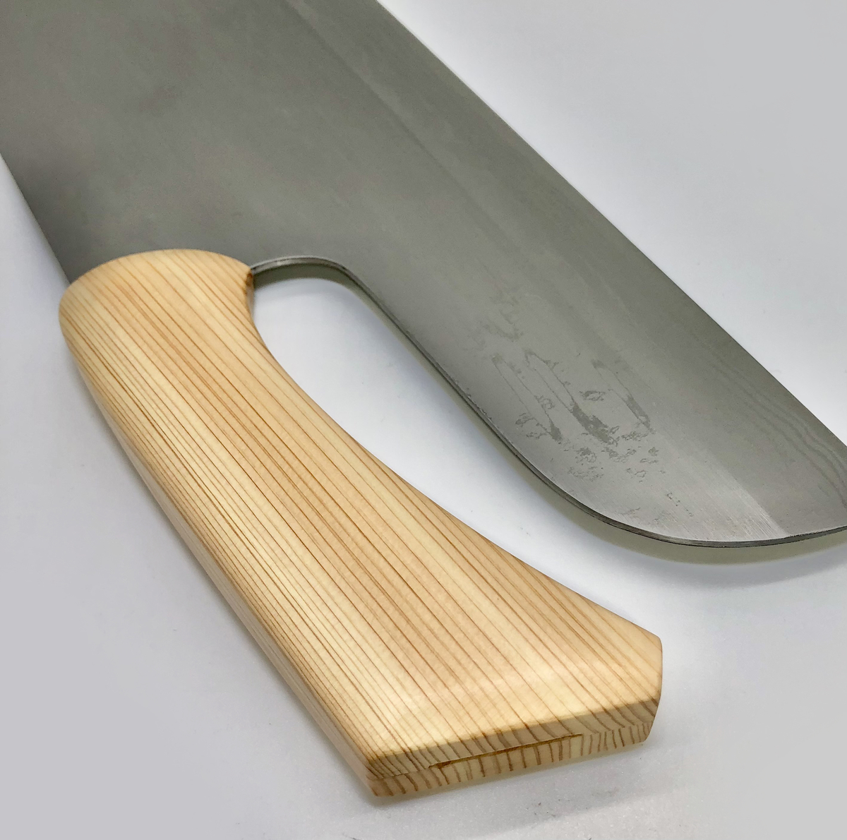 越前数馬 本職用鍛造そば切 330mm 白二多層鋼 檜割柄付 桐箱入/檜刃