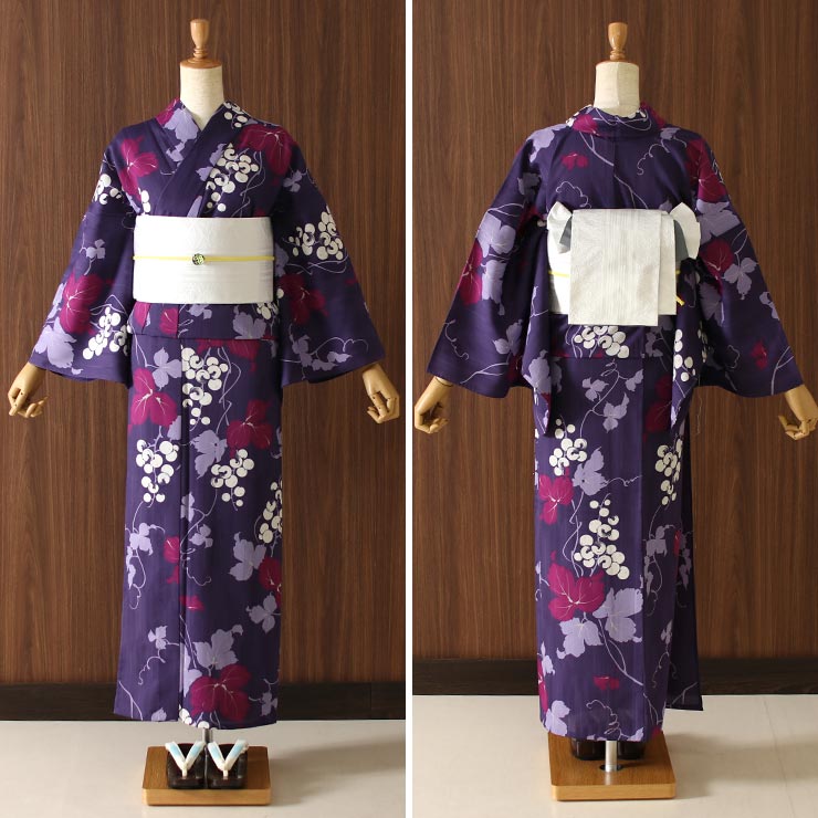 楽天市場】[ 洗える 浴衣 ］仕立て上がり ゆかた 葡萄（紫）夏 高級