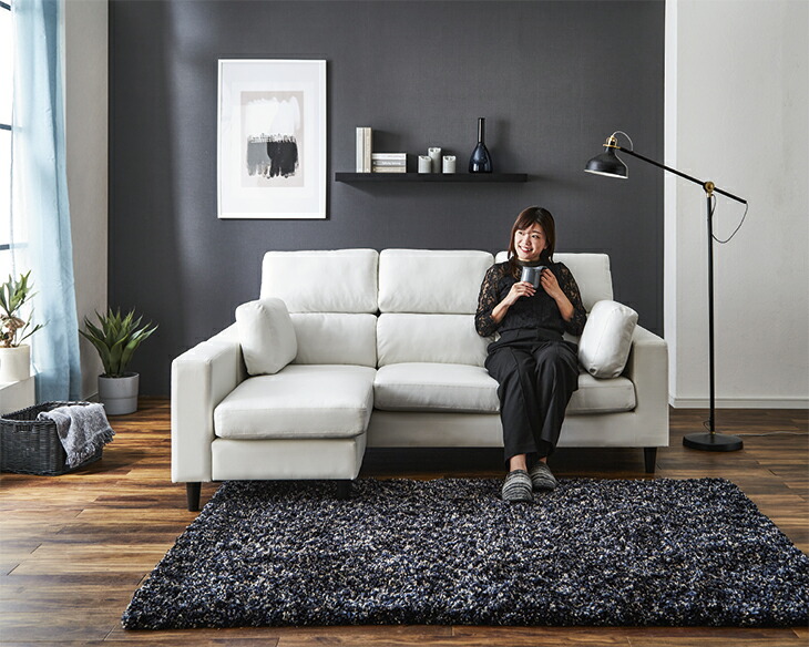 楽天市場】ソファー ソファ 3人掛け L字 カウチソファー 白 黒