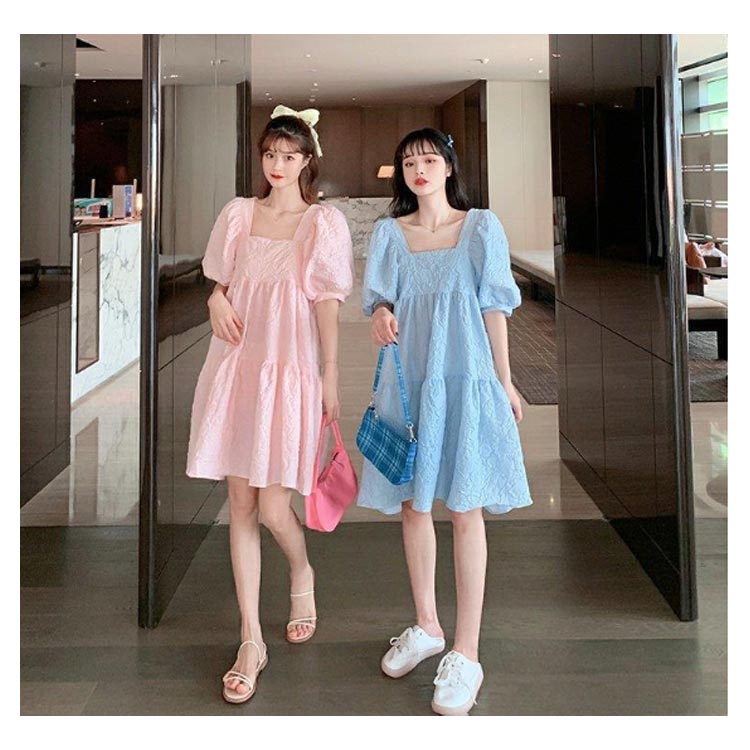 楽天市場】ワンピース 半袖 パフスリーブ ロング ランタンスリーブ 膝