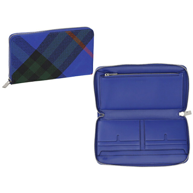 バーバリー 長財布 メンズ ブランド BURBERRY チェック 8089609 ブルー