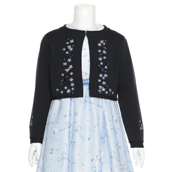 楽天市場】メゾピアノ(mezzo piano)花刺しゅうニットボレロ : NARUMIYA