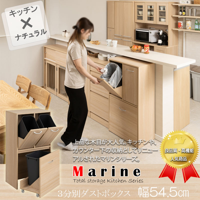 楽天市場】キッチンシリーズ Marine カウンター下収納 3分別
