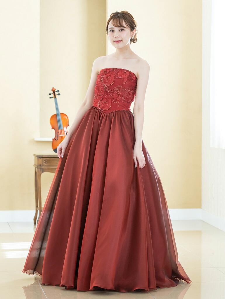 ワインレッド スリーブレスドレス 日本製