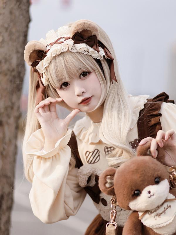楽天市場】ヘッドドレス ロリィタ ピンク 青 茶 リボン 熊耳 猫耳
