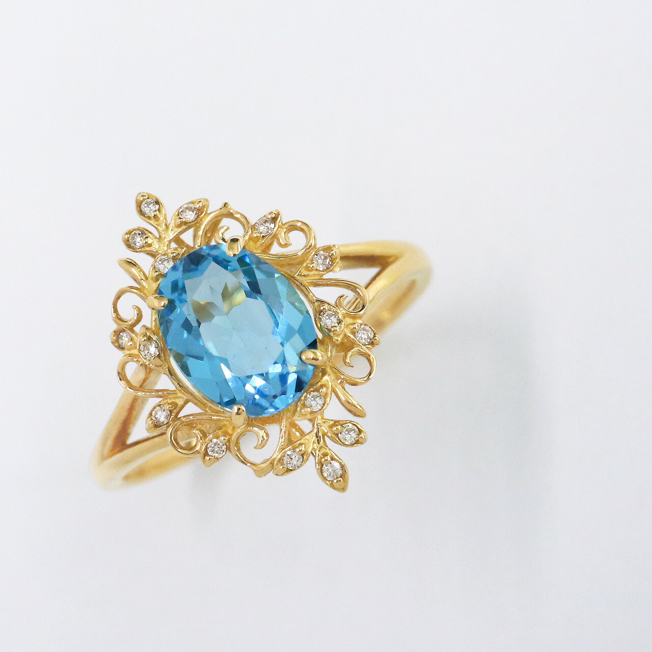 楽天市場】ブルートパーズ リング ダイヤモンド オーバルカット