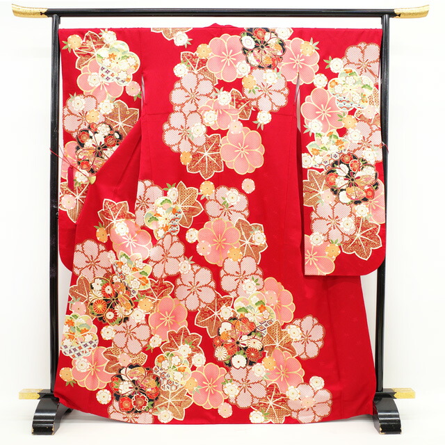 楽天市場】【中古】 振袖 リサイクル着物 正絹 袷 金駒刺繍 金彩加工