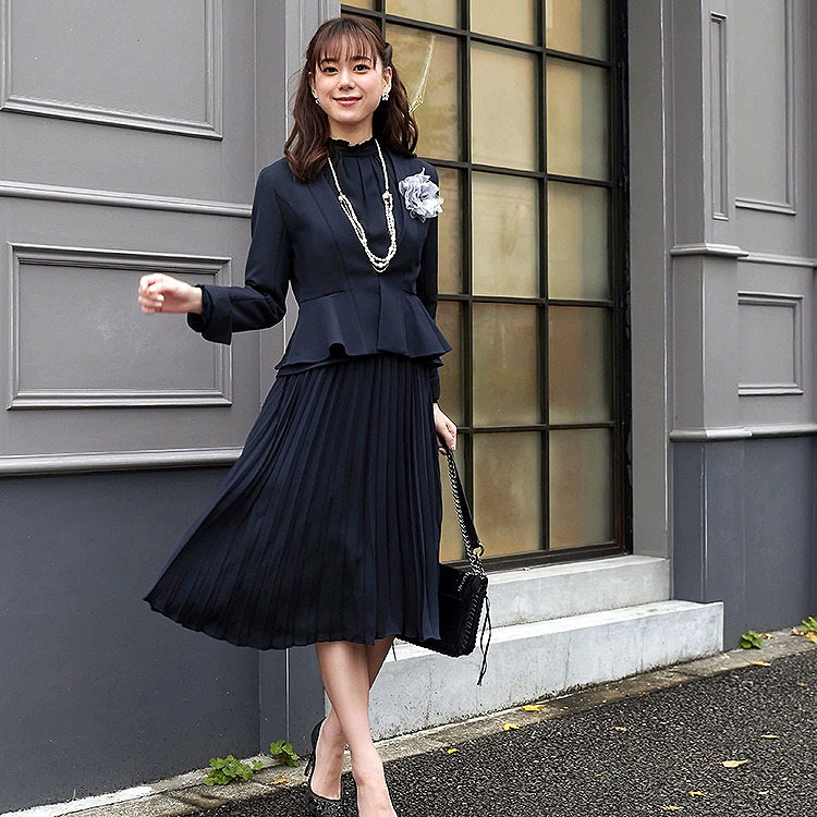 プリーツワンピースアンサンブルスーツ「SU868」-RUIRUE BOUTIQUE