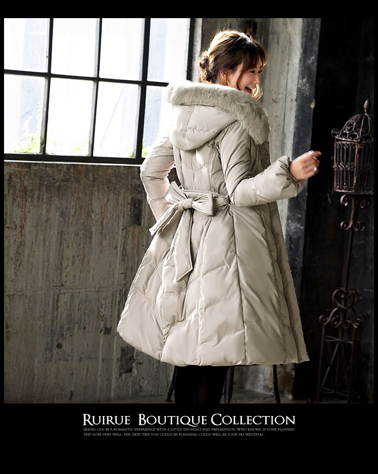 フォックスファースリーブコンシャスダウンコート「D668」-RUIRUE BOUTIQUE