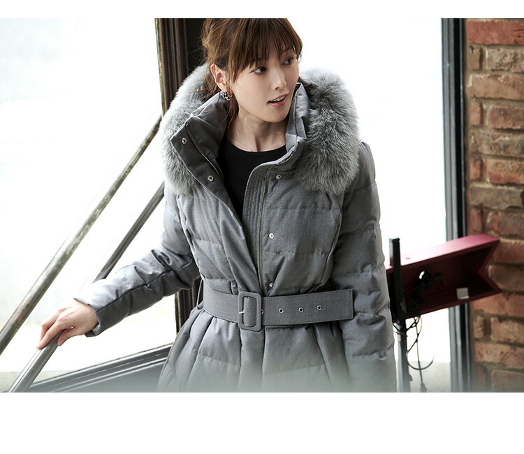 ベルト付きフォックスファーダウンコート「D786」-RUIRUE BOUTIQUE