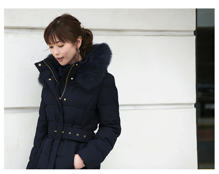 ベルト付きフォックスファーダウンコート「D786」-RUIRUE BOUTIQUE