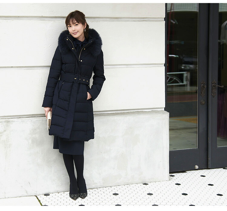 ベルト付きフォックスファーダウンコート「D786」-RUIRUE BOUTIQUE