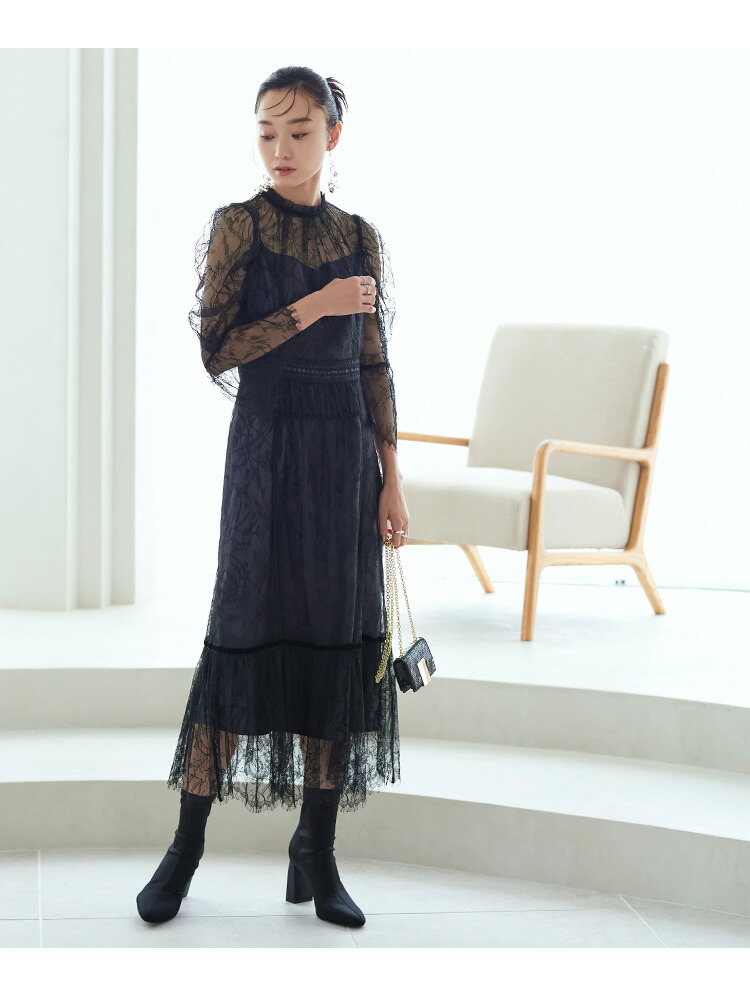 レースIラインティアードワンピースドレス「U1174」-RUIRUE BOUTIQUE