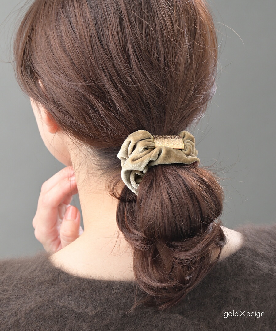 ◇ネコポス送料無料◇プレート付きベロアシュシュ HS-92 【mbgt