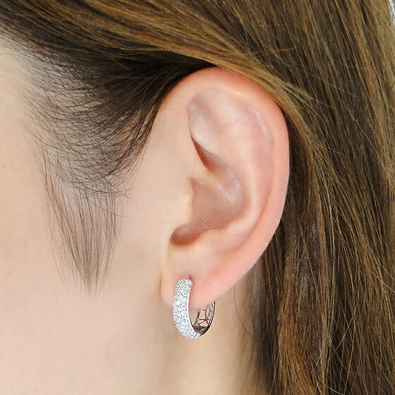 楽天市場】K18YG/WG【0.80ct】ダイヤモンド フープ ピアスダイヤ