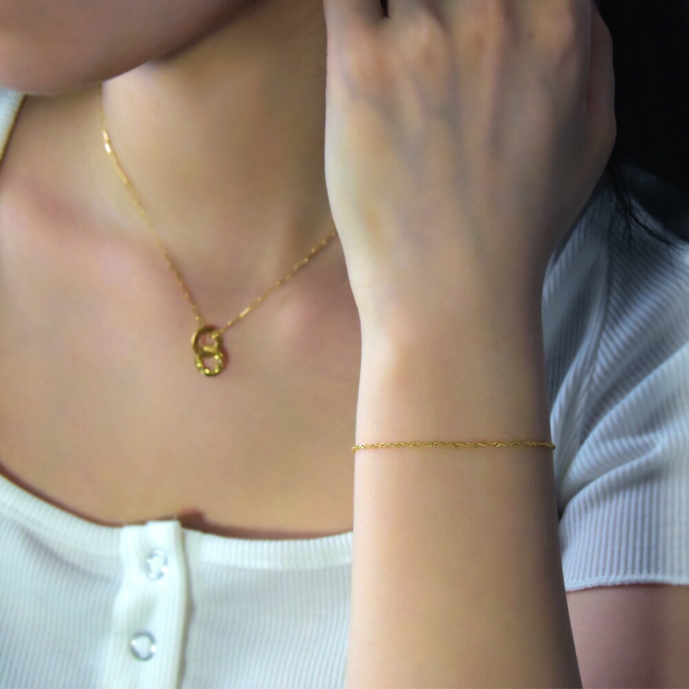 k18 スクリューチェーン ブレスレット ゴールド 全長18cm 18金