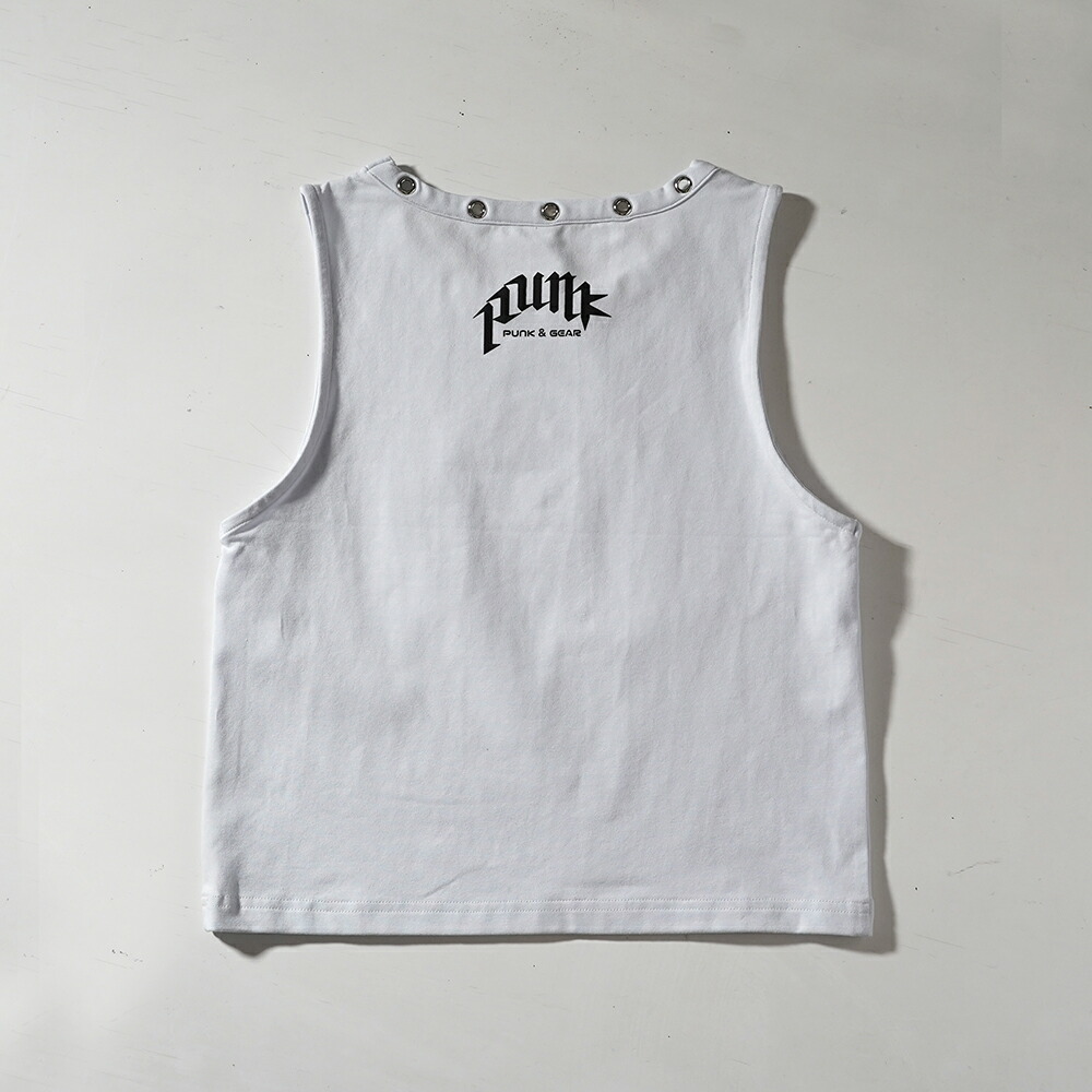 タンクトップ レディース クロップド丈 トップス y2k サブカル 白 黒