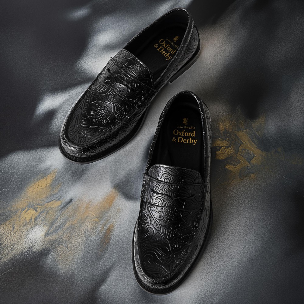 楽天市場】プレミアム ペイズリーエンボス レザー コイン ローファー