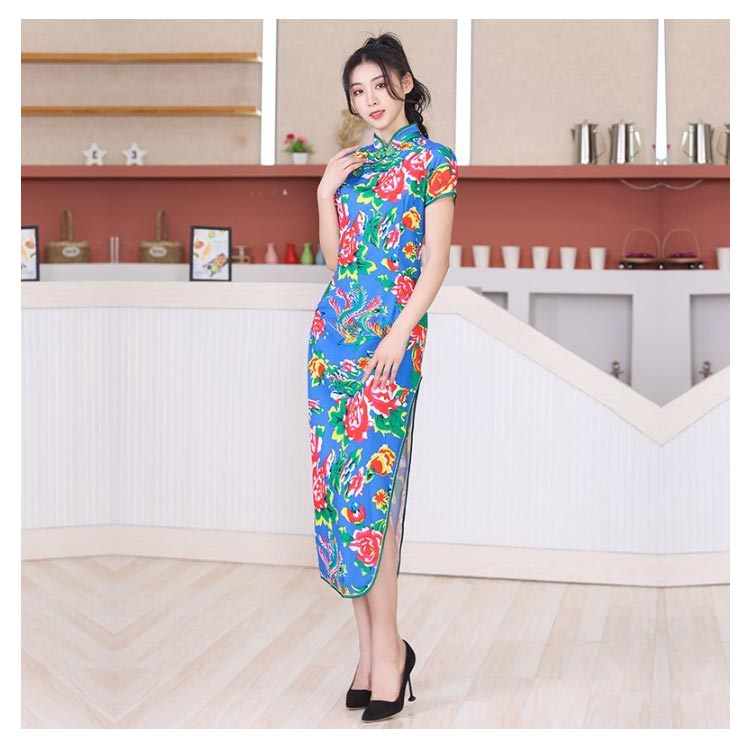 楽天市場】チャイナドレス ロング ミニ丈 花柄 チャイナ ワンピース
