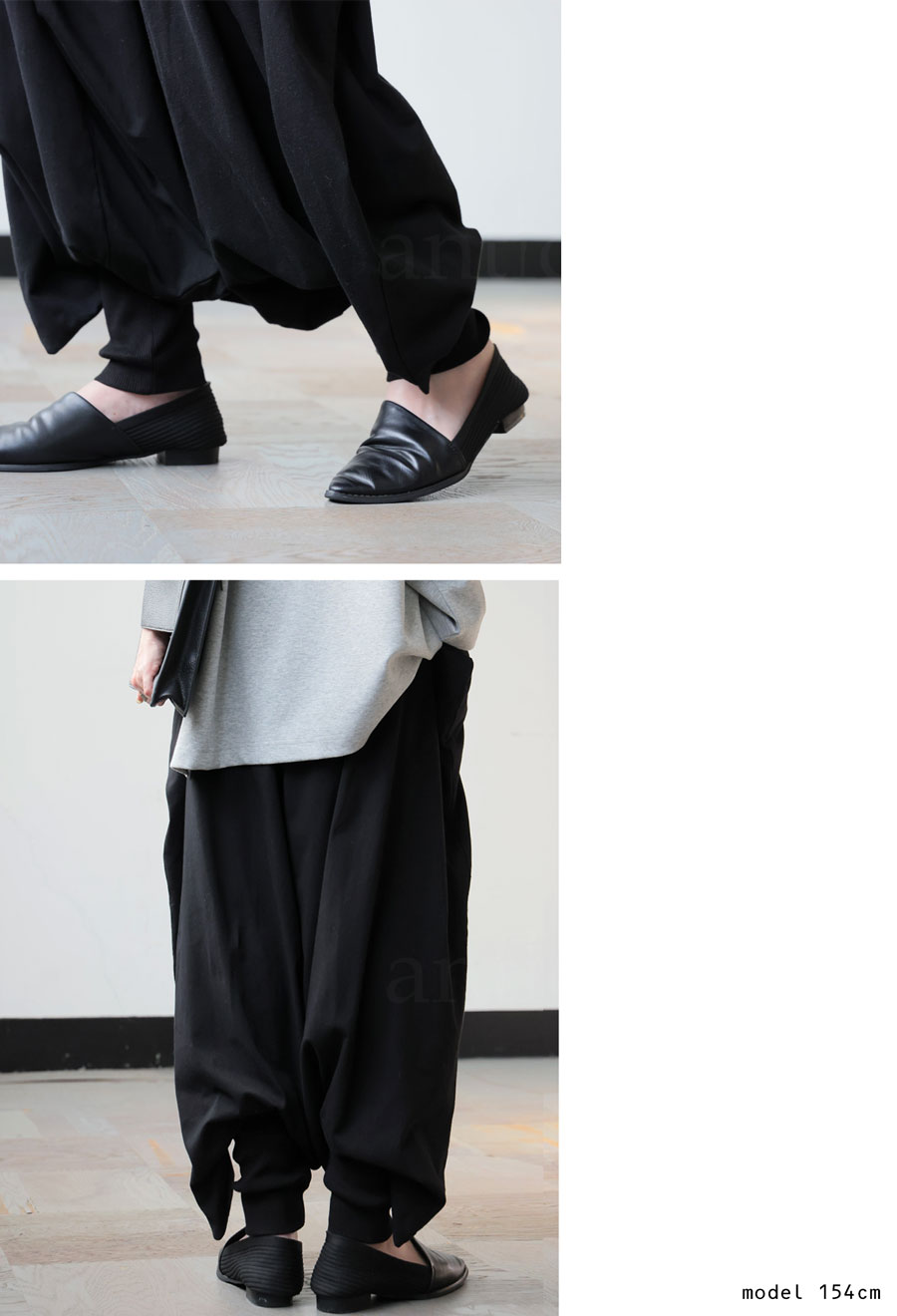 サルエルパンツ レディース ロング丈 変形 無地 送料無料・メール便