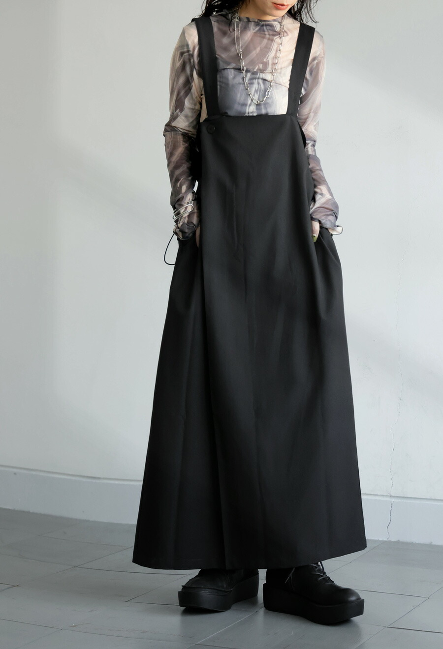 ドロストサロペットスカート レディース ワンピース 送料無料・(500