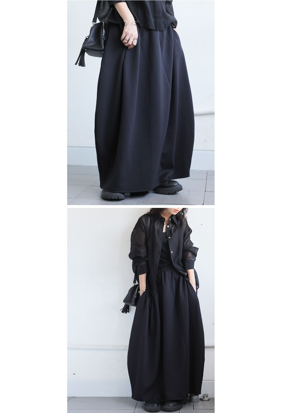 コクーンスカート レディース ロング ゆったり タック 送料無料