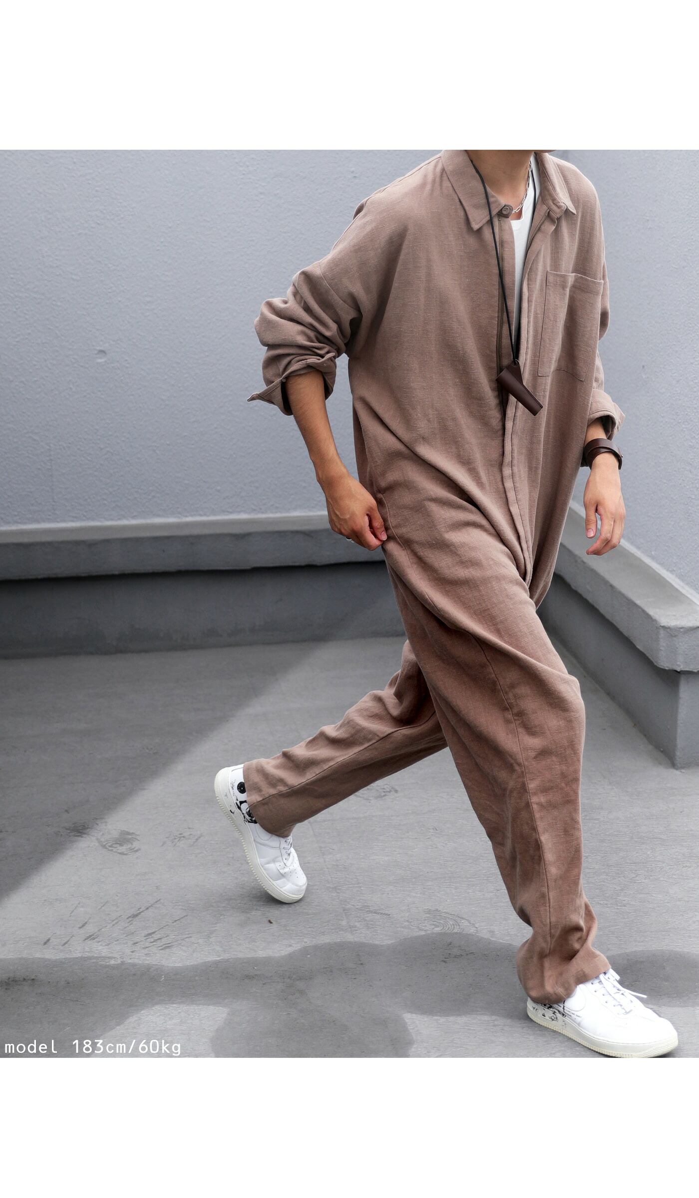 ジャンプスーツ リネン オールインワン メンズ 麻 送料無料・再販