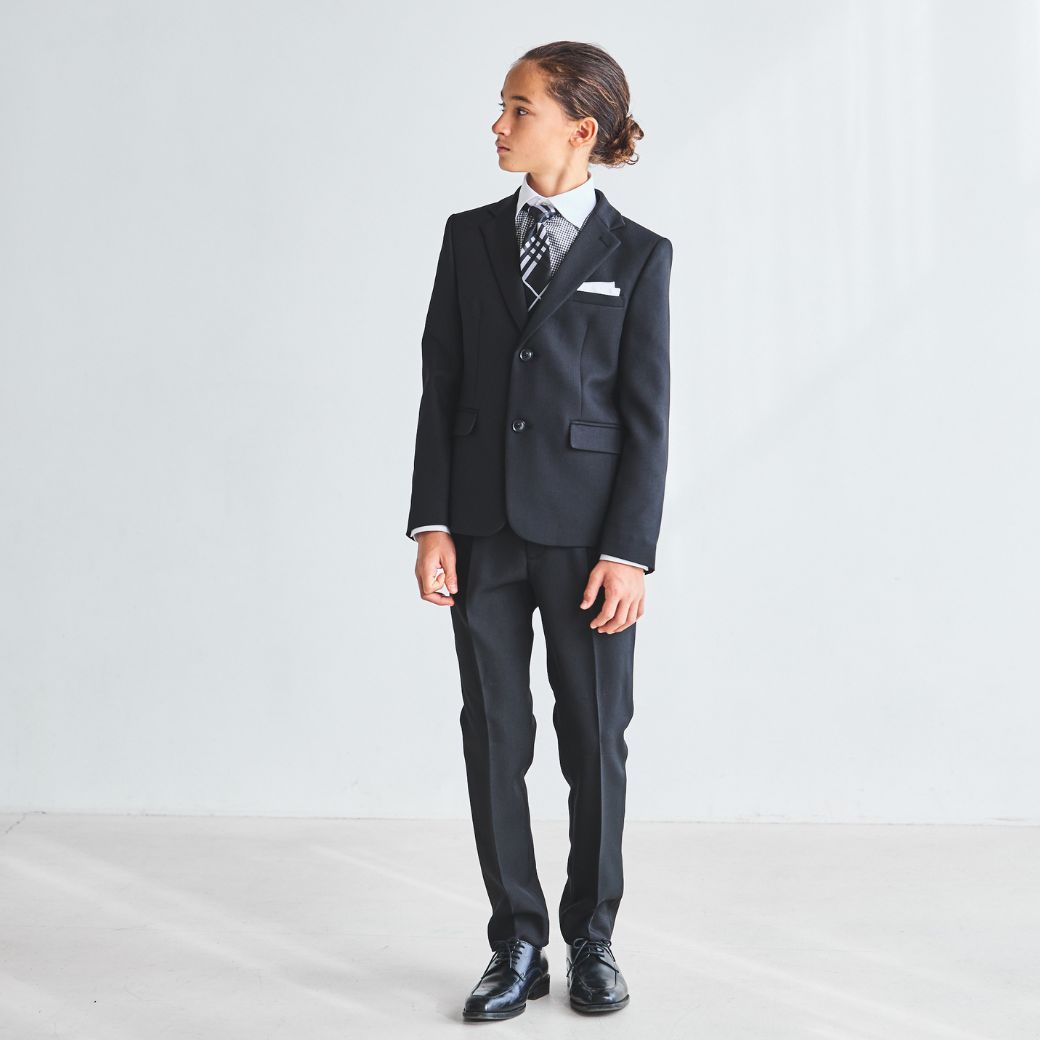 ブラックチェックタイロングパンツスーツ (8471-5600) 140 150 160