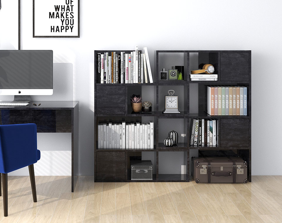 楽天市場】本棚 扉付 大容量 完成品 スライド ラック オープンラック