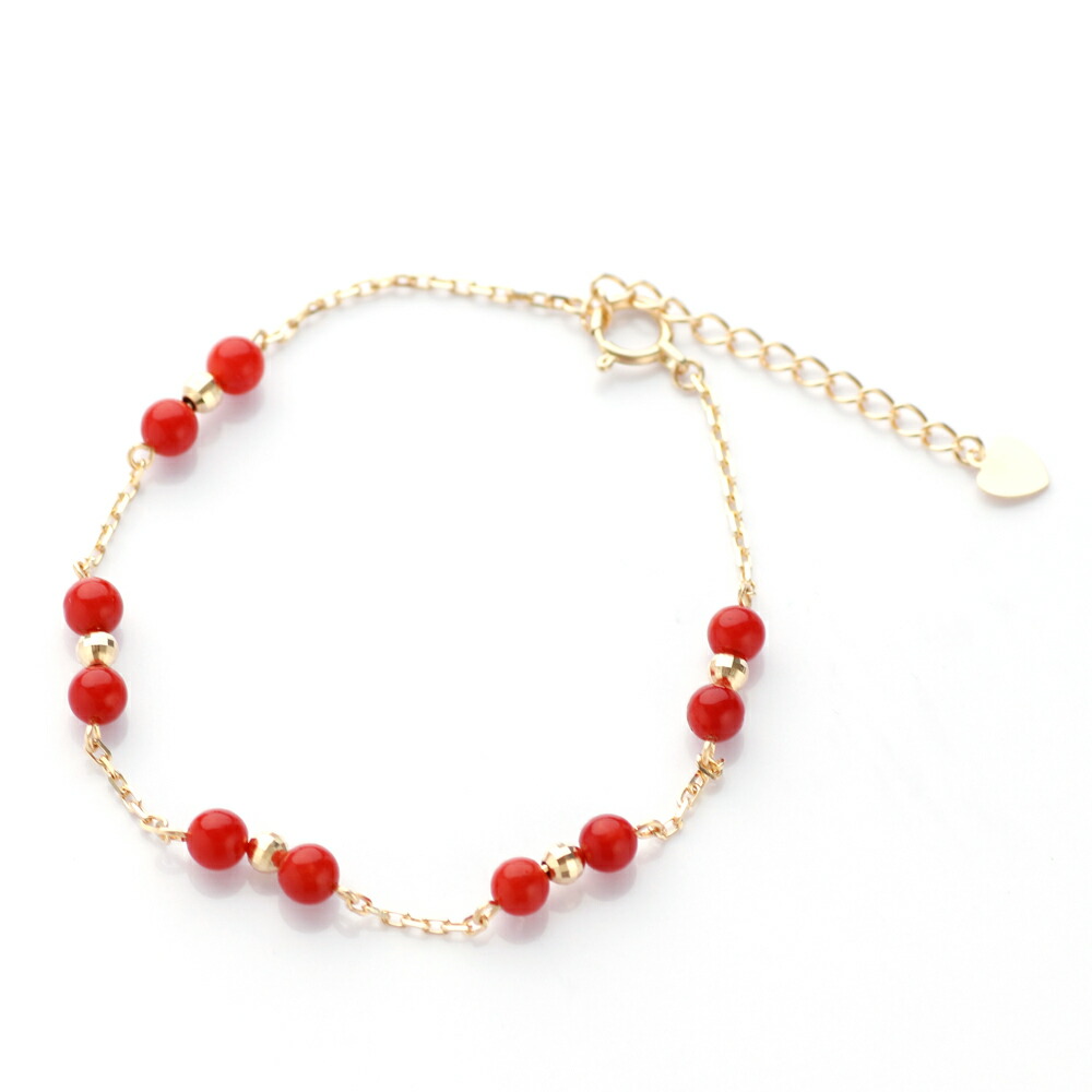 楽天市場】≪1年保証付き≫ 赤珊瑚＆ミラーボール付きK18チェーン