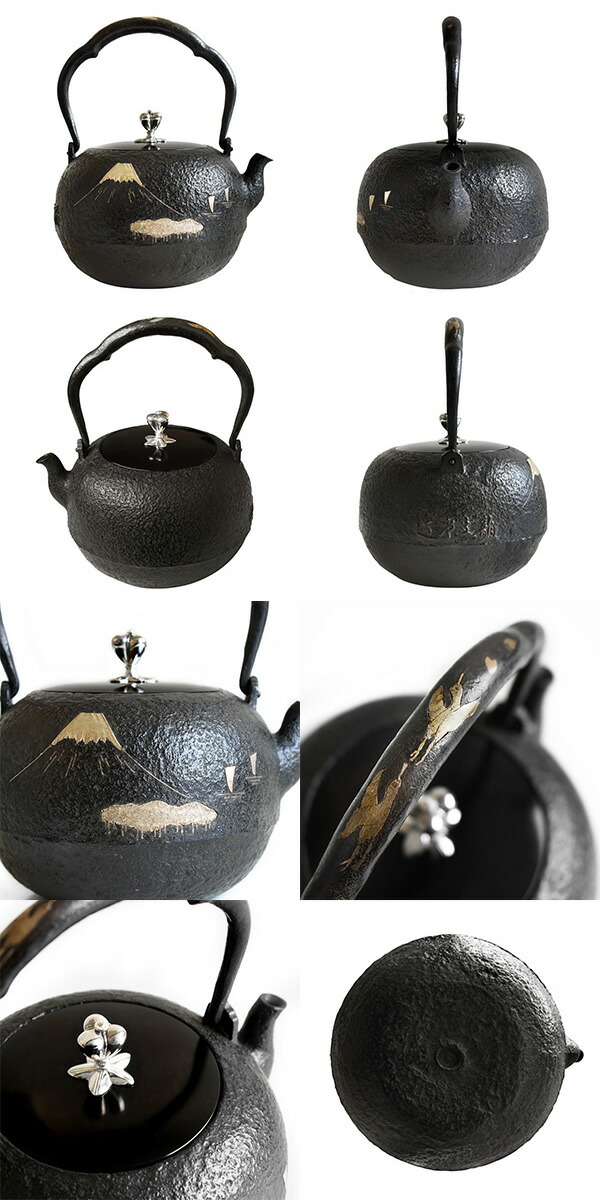 楽天市場】＼スーパーSALE／ 高岡鉄瓶 龍文堂写 富士山水図銀象嵌 平丸