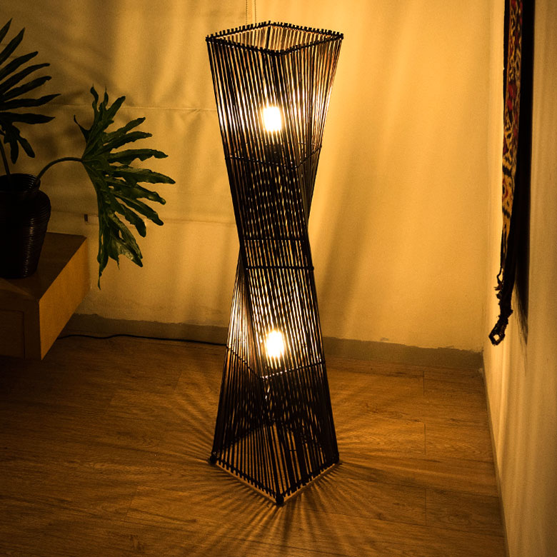 楽天市場】フロアライト ツイストタイプ Lサイズ バンブー製 LED 対応