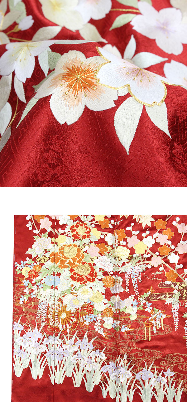 楽天市場】着物 振袖 尾峨佐染繍綸子 紗綾形地紋 金彩加工 金駒刺繍