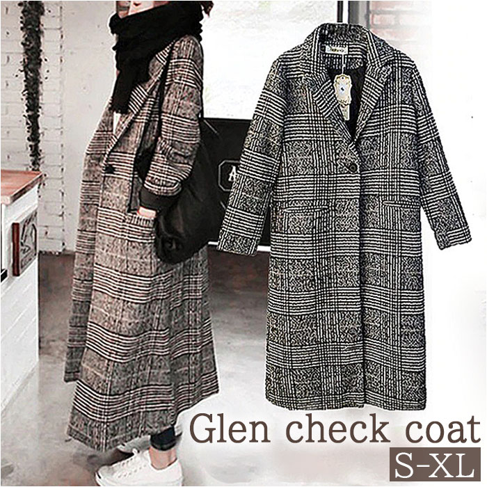グレンチェックコート レディース 通販 コート ロングコート