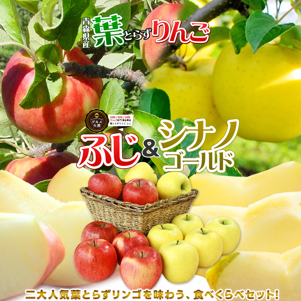 葉とらずりんご ふじ＋シナノゴールド ファーム10kg】 家庭用(13-23玉