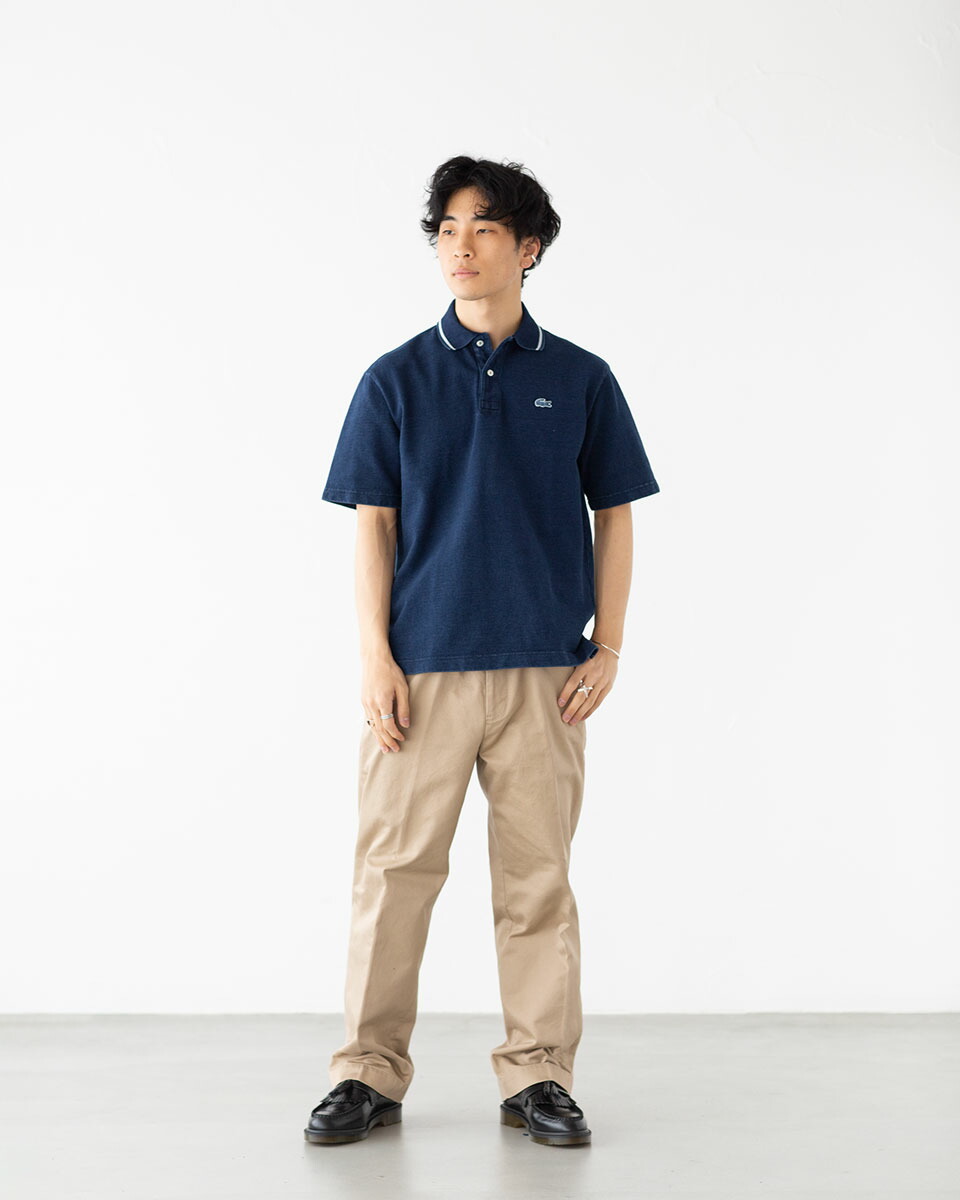 ラコステ インディゴ ポロシャツ LACOSTE 配色リブニット PH004J-99