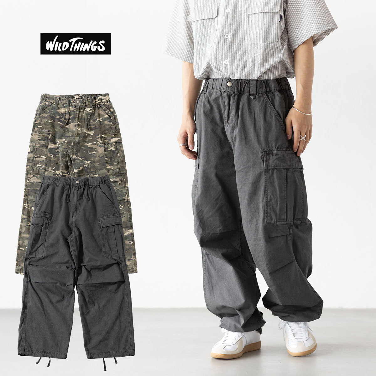 ワイルドシングス ガーメントダイ カーゴパンツ WILD THINGS 軍パン M