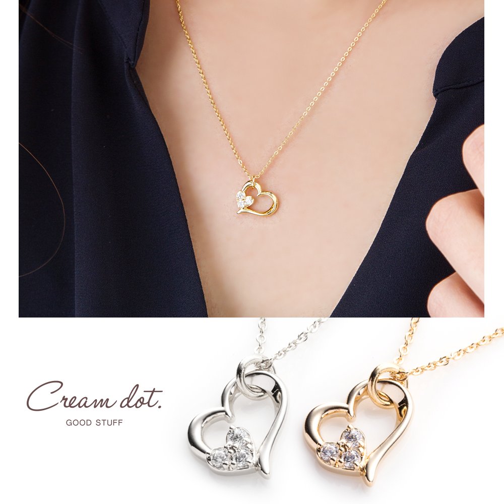 ゆうパケット】ネックレス ワントップ ハート型 モチーフ ジルコニア