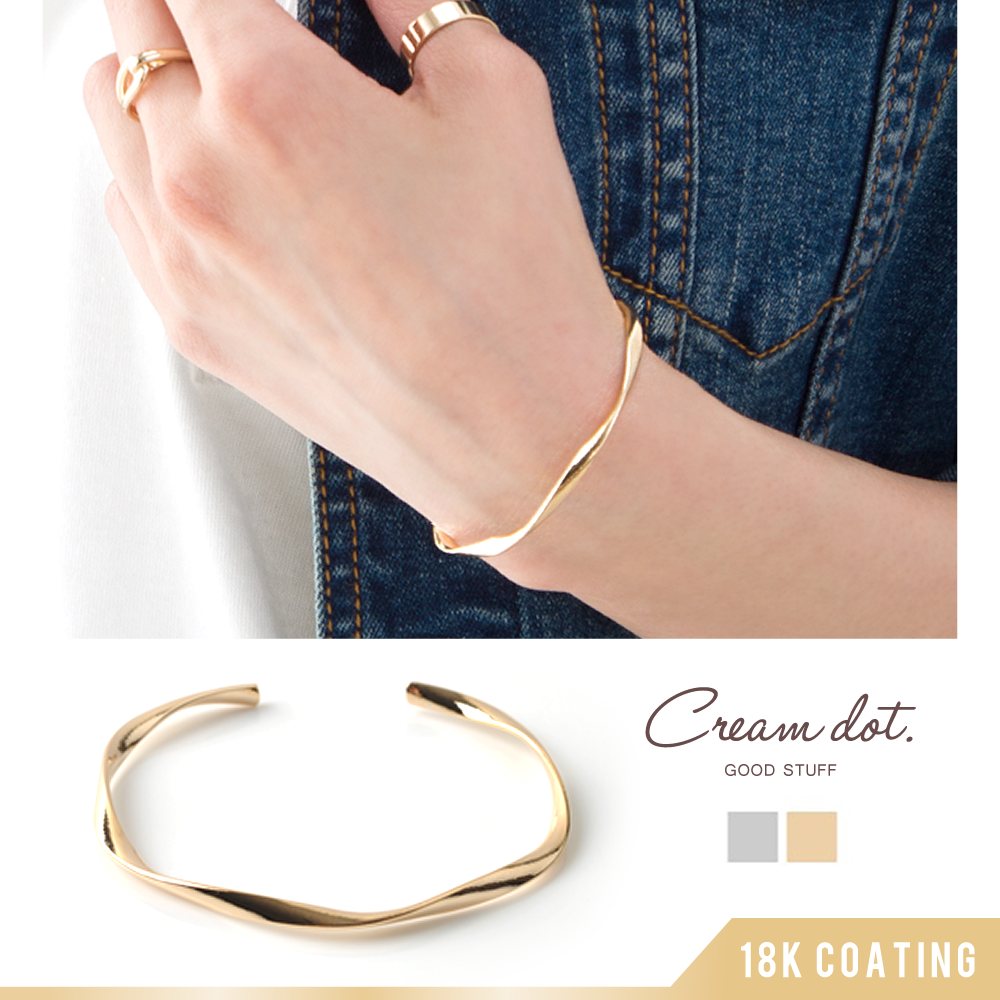 ゆうパケット】ツイスト ひねり ブレスレット 18kコーティング 重ね