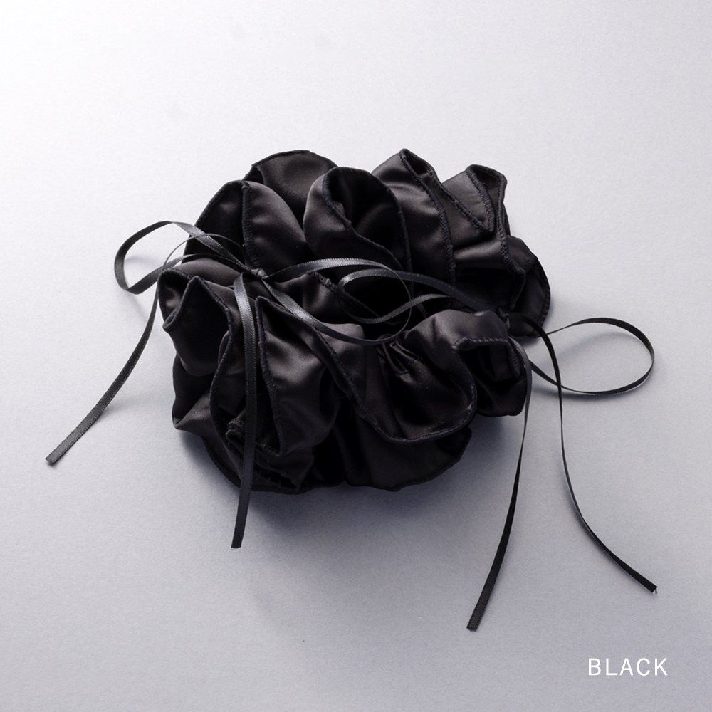 ゆうパケット】 シュシュ サテン調 立体的 リボンコード ロング