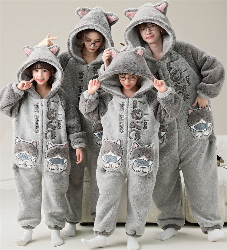 楽天市場】着ぐるみ パジャマ 親子ペア パジャマ 冬 猫 耳 フード付き