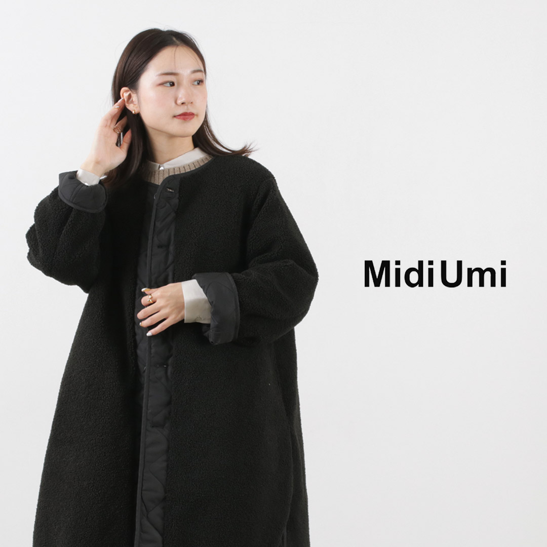 値下】Midi Umi ミディウミ美品ロングコートボアインナー付黒