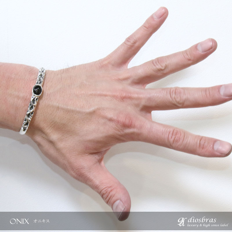 楽天市場】シルバー バングル ターコイズ オニキス アラベスク