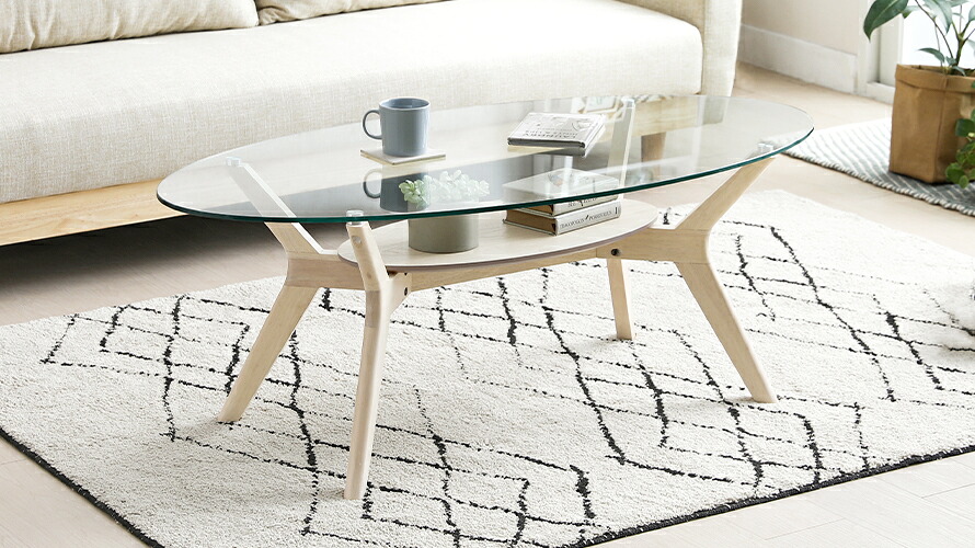 楽天市場】センターテーブル おしゃれ ホワイトウォッシュ ガラス天板