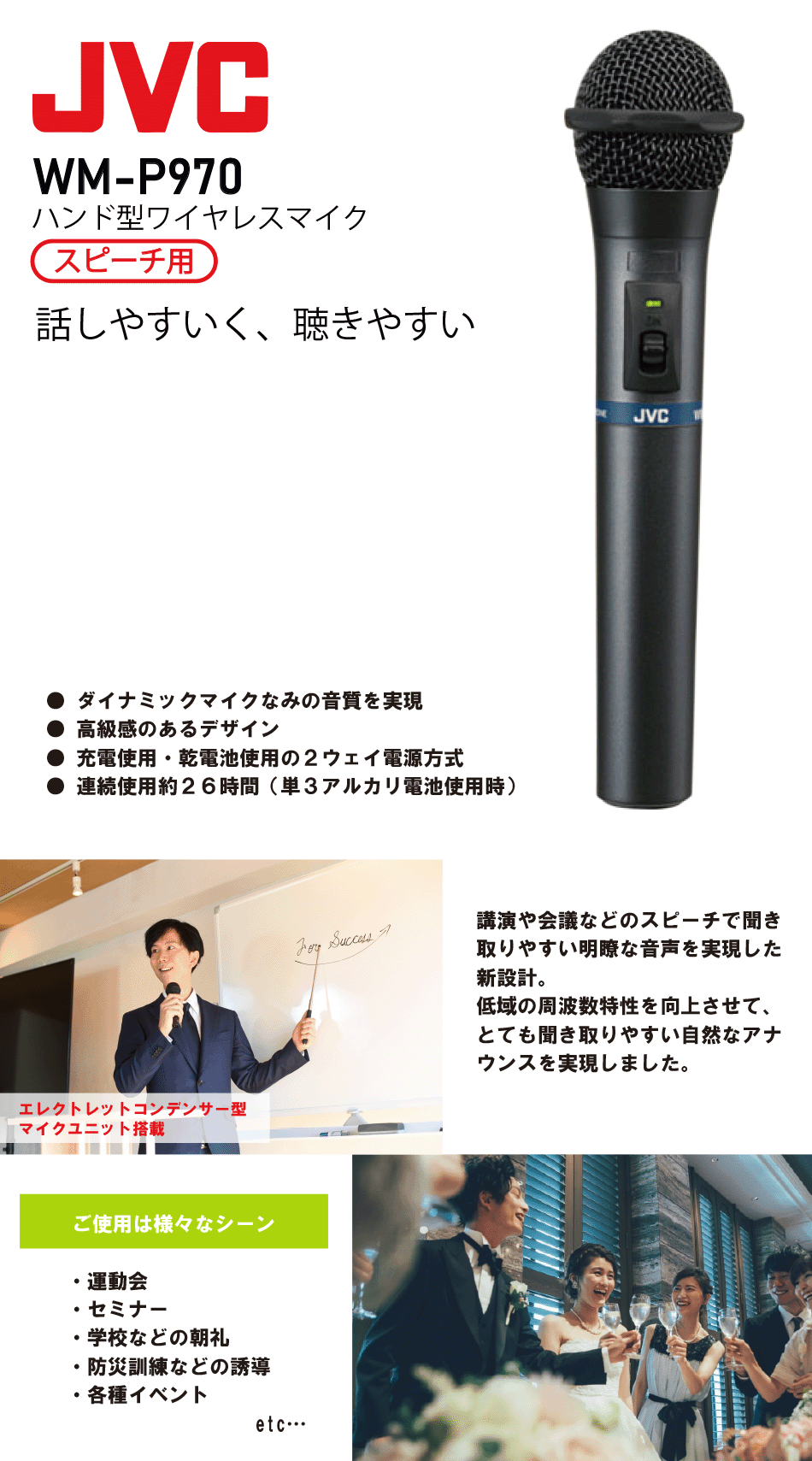 楽天市場】JVC ケンウッド WM-P970 ハンド型 ワイヤレス マイク 800mhz