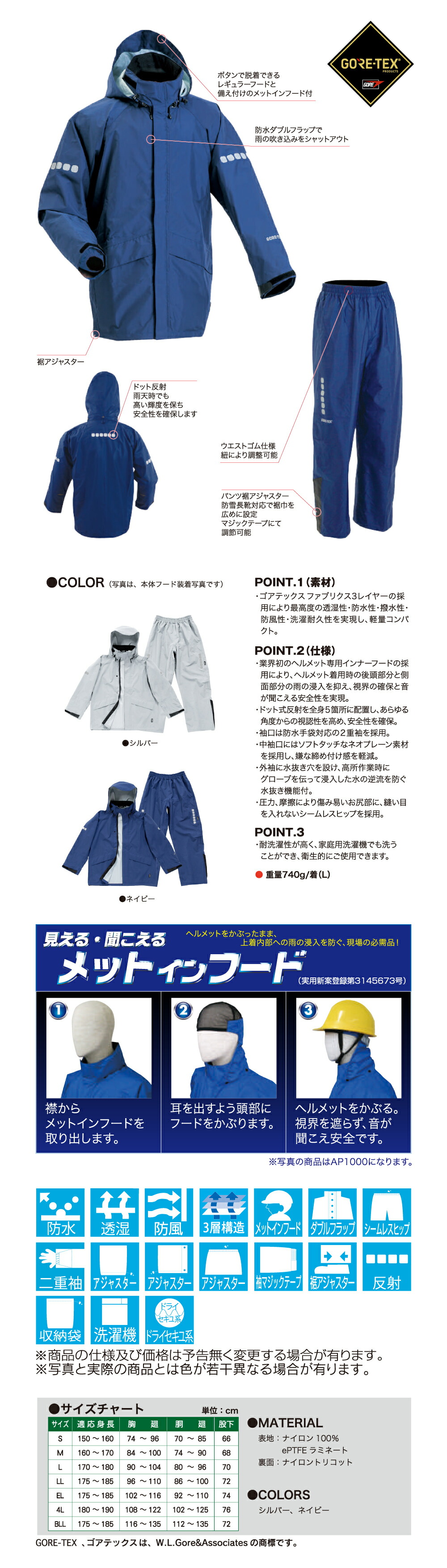 楽天市場】前垣 レインマイスター ゴアテックス ネイビー AP2500NV