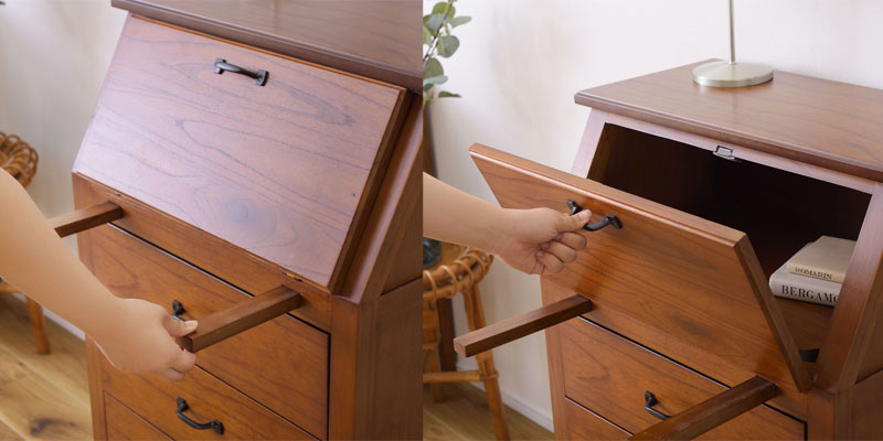 楽天市場】アジアン家具 天然木ライティングビューロー ライティング