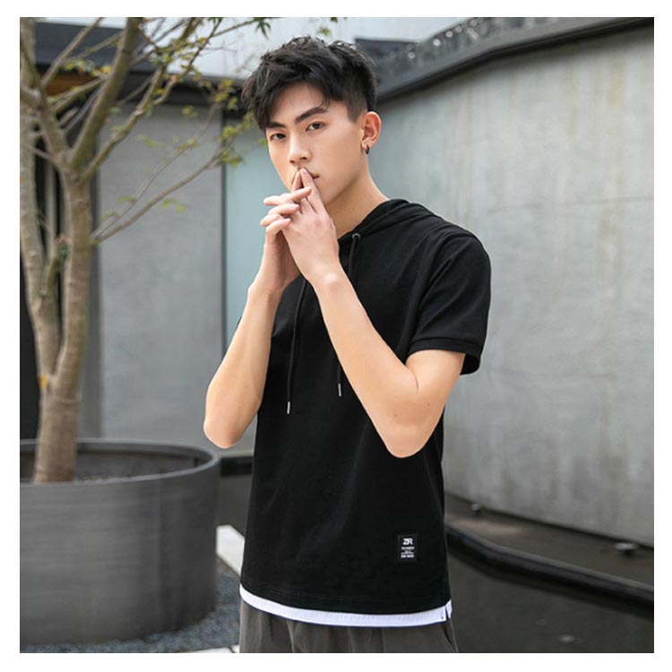 楽天市場】全4色×5サイズ！夏新作 半袖tシャツ メンズ フード付きt